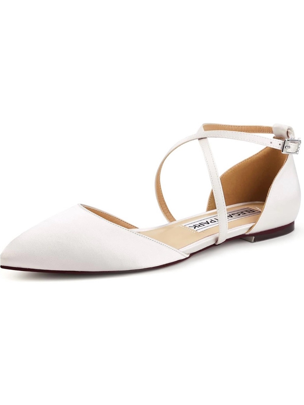 Never Worn Ivory Satin Bridal Flats by Elegant Park, Size 10